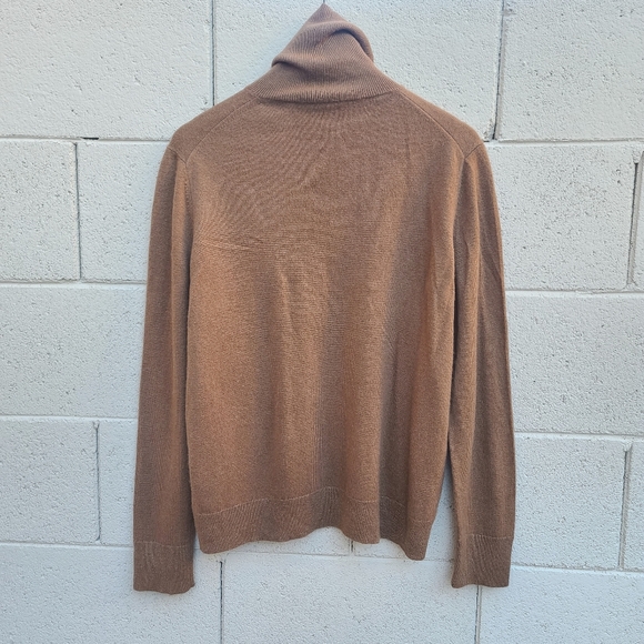 Lafayette 148 | Metallic Trim Cashmere Turtleneck Sweater In Toffee Size Large - Picture 11 of 12